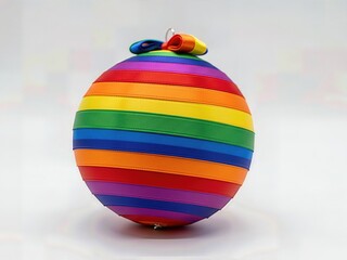 Luxury Satin Ribbon Wrapped Christmas Ball Ornament Elegant colored  Isolated Premium Product Photography