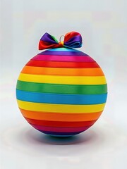 Luxury Satin Ribbon Wrapped Christmas Ball Ornament Elegant colored  Isolated Premium Product Photography