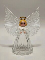  Charming Vintage Spun Glass Angel Ornament Hand Crafted Delicate Isolated Traditional Christmas Collectible