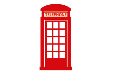 Red british telephone box vector illustration for communication and travel concepts, featuring a classic call booth on a transparent background