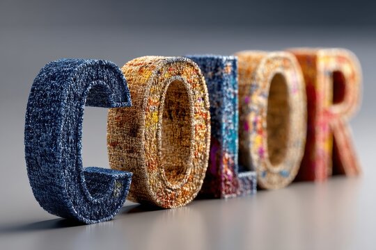 Color text in holographic style with rainbow dots on a dark blue background - Powered by Adobe