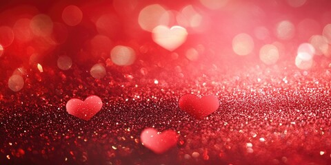 Heart-shaped bokeh lights creating a romantic valentine's day atmosphere