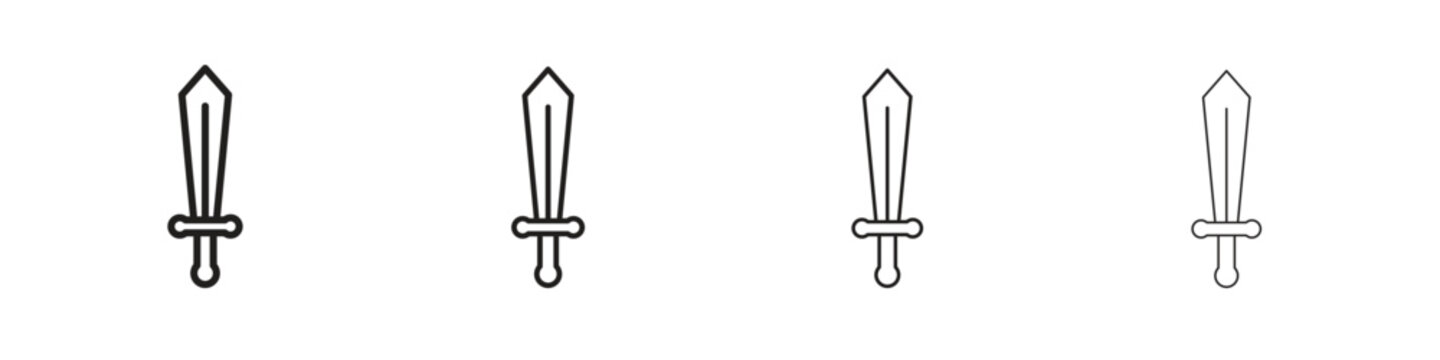 Sword icon set. A collection of simple black thin strokes icons