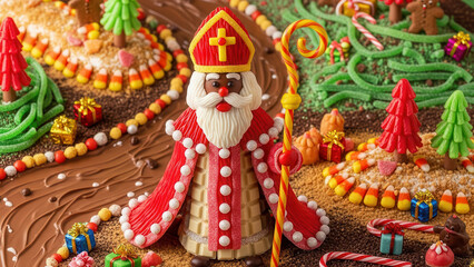 Saint Nicholas figure in candyland