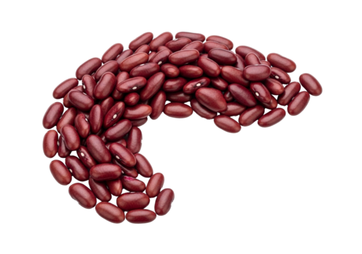 Rich source of protein red kidney beans arranged artistically for healthy living, isolated on a transparent PNG background.