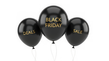 Black friday sale and deals balloons, festive shopping celebration