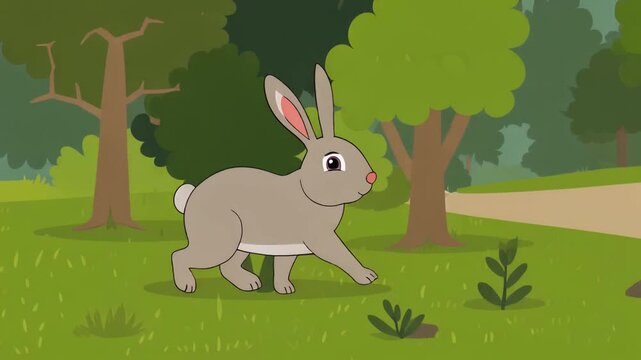A curious rabbit exploring a lush forest. The bunny's attentive gaze reflects a spirit of adventure and discovery, surrounded by nature