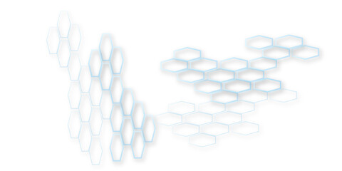 "Abstract 3D hexagon outline pattern in soft blue, creating a clean futuristic tech background ideal for websites, ads, infographics and presentation templates."