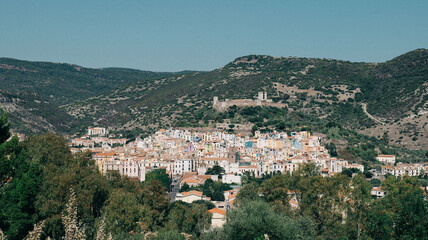 Fototapeta premium Panoramic View of Mediterranean Town in Mountain Valley