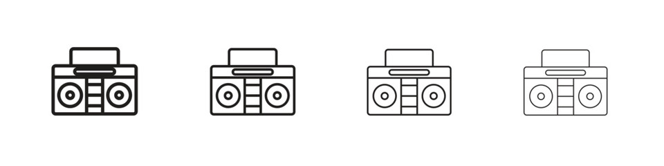 Boombox icons, Set of linear icons. Black linear palm icons © Cristiane