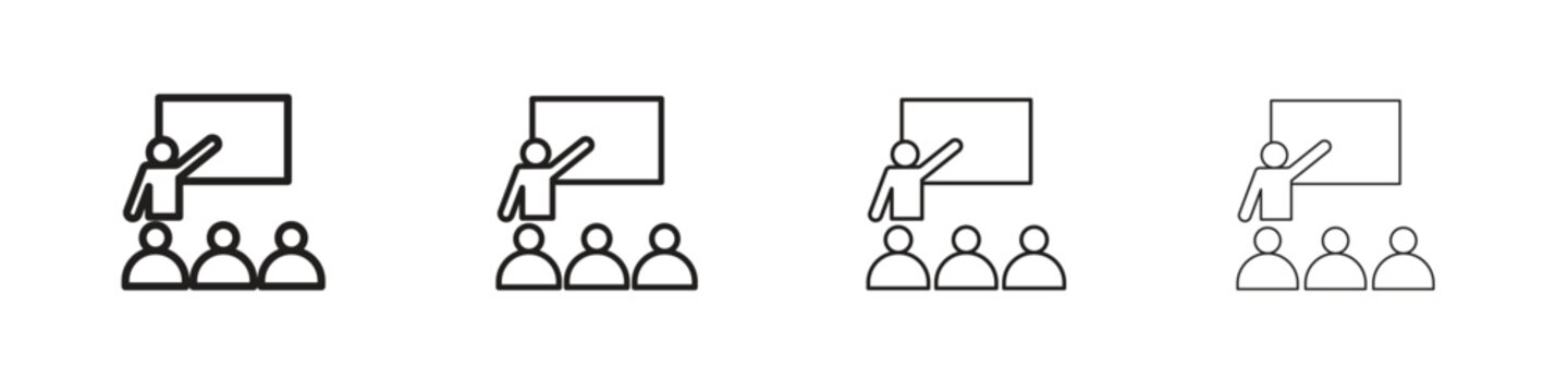 Classroom icons, Set of linear icons. Black linear palm icons
