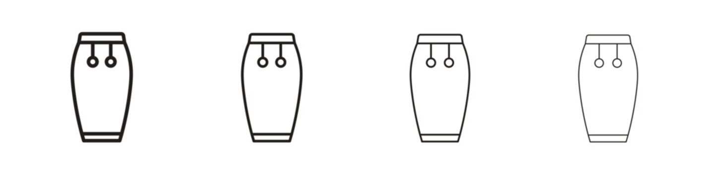 Conga icons, Set of linear icons. Black linear palm icons