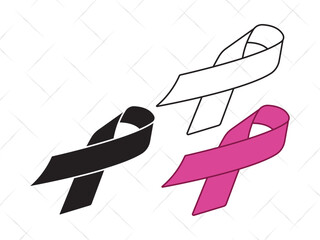 Awareness Ribbon SVG, Cancer Ribbon Silhouette, Pink Ribbon Clipart, Breast Cancer Vector, Support Ribbon Outline for Cricut and Cutting Machines