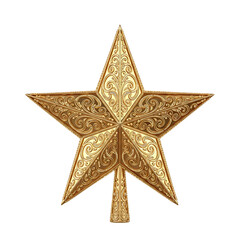 Elegant gold star Christmas tree topper on black background illustration