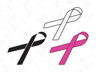 Awareness Ribbon SVG, Cancer Ribbon Silhouette, Pink Ribbon Clipart, Breast Cancer Vector, Support Ribbon Outline for Cricut and Cutting Machines