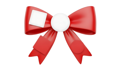 Elegant red ribbon bow with white accents floating on a dark backdrop