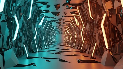 Step into a stunning futuristic corridor with vibrant neon lights, perfect for your next sci-fi project or modern technology campaign, high impact designs
