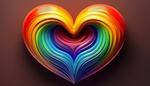 abstract 3d rainbow heart isolated