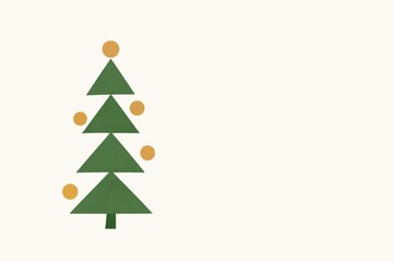Obraz premium Minimalist Christmas tree illustration on a cream background for the holiday season