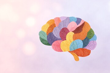 Colorful brain illustration symbolizing diverse thoughts and acceptance