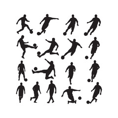 Football Players Silhouettes Collection, Soccer Player Silhouette, Sports Vector, Athletic Action Illustration