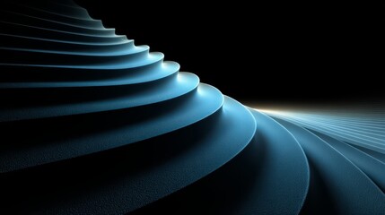 Obraz premium Blue and white image of a staircase with a dark background. The staircase is made up of many small steps