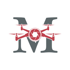 Initial Drone Logo combine with letter M vector template