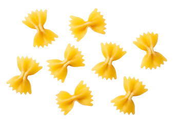 Delightful farfalle pasta scattered, creating an inviting culinary arrangement, isolated on a transparent PNG background.