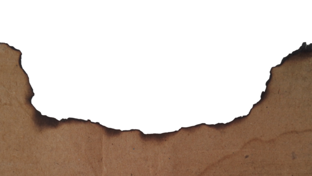 Burnt textured brown paper edge with charred distressed border isolated on transparent background - Powered by Adobe