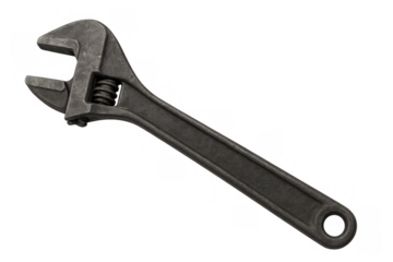 Adjustable wrench tool for repair work, plumbing, and general maintenance, isolated on transparent background