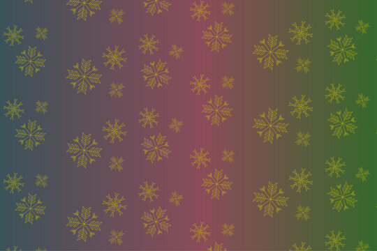 Colorful gradient gold snowflake seamless vector pattern