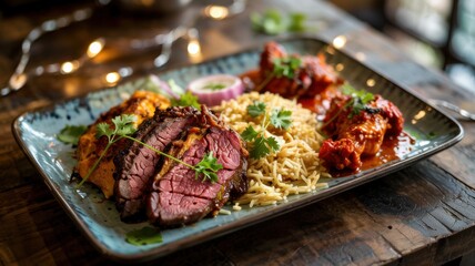 Chinese fried rice (Chaofan). A dish of rice cooked in ghee ghee oil with roast beef and chicken.