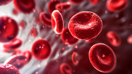 3D Illustration of Hemoglobin Cells Showing Blood Circulation and Anemia Concept
