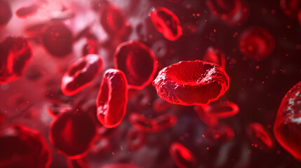 3D Illustration of Hemoglobin Cells Showing Blood Circulation and Anemia Concept