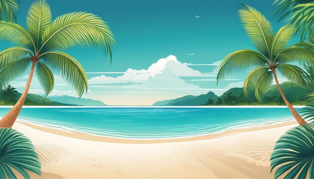 serene beach design with palm trees white sand and turquoise water perfect for relaxation and getaway vibes tropical tropical vibes