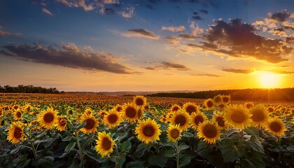Obraz premium hello june celebrating sunflowers in bloom nature s canvas vibrant skies cheerful vibes