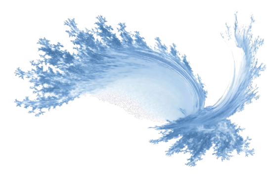 Icy frost flake dust swirl isolated on white background