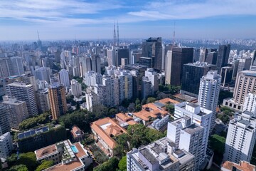 Aerial view of Av. Paulista in São Paulo, SP. Jardins and Bela Vista neighborhoods