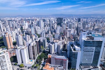 Aerial view of Av. Paulista in São Paulo, SP. Jardins and Bela Vista neighborhoods