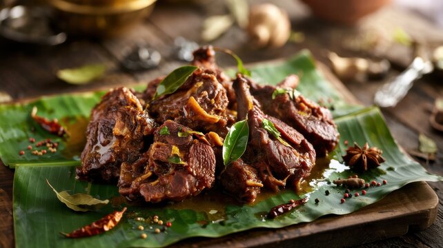 The national dish of Kerala cuisine. Kerala-style lamb roast.