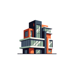 Modern architecture building icon flat vector design.