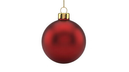 Red oval christmas ornament isolated on transparent background
