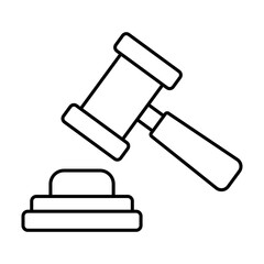 Editable stroke Auction bid gavel gavel and sounding block line art. Handicraft Customise Design.