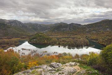  autumn landscape on Lake Skadar in Montenegro