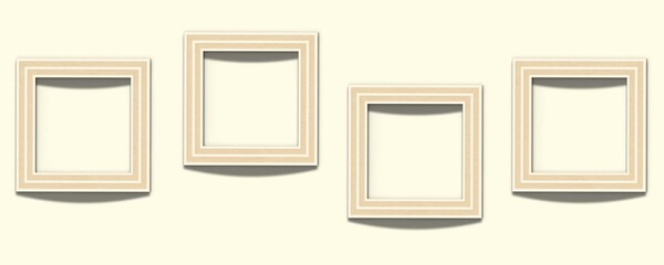 square frame quartet, pastel cream backdrop, textured border set, soft aesthetic layout, minimal display frames, tactile surface variation, modern gallery mockup, subtle tone composition, creamy 
