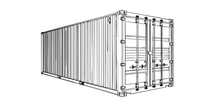 Minimalist shipping container outline	
