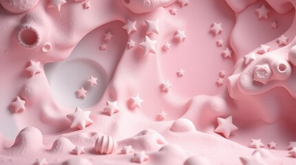 Soft pink abstract background with star shapes and textured waves showcasing creativity and whimsy