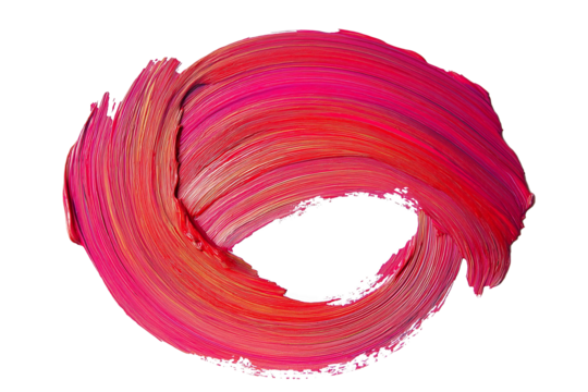 Oil paint smear in circular brush stroke isolated on white background