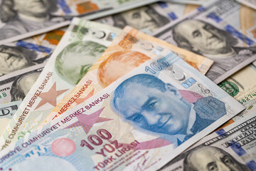 Title Turkish Lira and US Dollar Currency Mixture