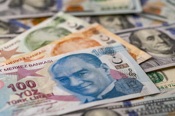 Title Turkish Lira and US Dollar Currency Mixture